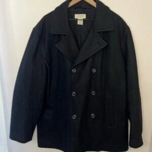 J.CREW Double Breasted Wool Peacoat Black Men's Size XL Winter overcoat